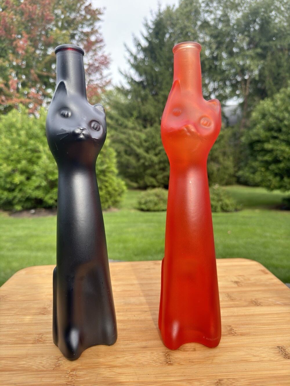 Mosel Riesling Black Red-Orange Cat Empty Wine Bottle Collectible Vase 13"